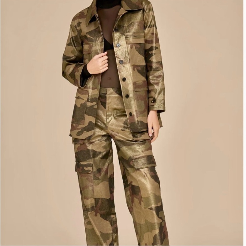 The Noli Shop Metallic Camouflage Utility Blazer Jacket M - Picture 2 of 12